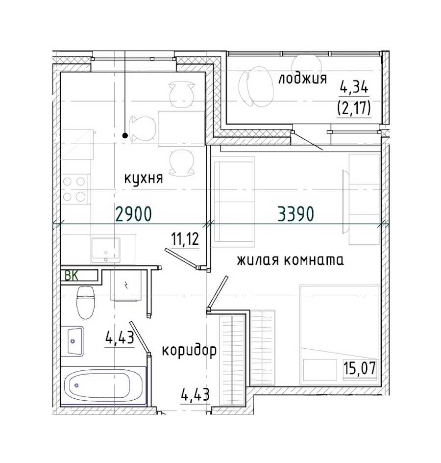Однокомнатная квартира в : площадь 37.22 м2 , этаж: 1 – купить в Санкт-Петербурге